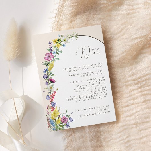 Carte D'accompagnement Arch Fleur sauvage moderne Aquarelle Détails Maria