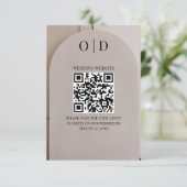 Carte D'accompagnement Arch Neutral Luxe Wedding QR Code (Debout devant)