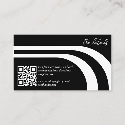 Carte D'accompagnement Arche à bande incurvée noir & blanc Mariage détail (Devant)