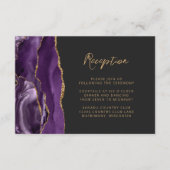 Carte D'accompagnement Ardoise d'agate d'or violet Script Mariage Récepti (Devant)