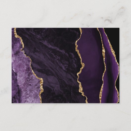 Carte D'accompagnement Ardoise d'agate d'or violet Script Mariage Récepti (Dos)