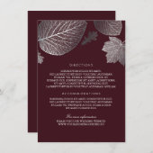 Carte D'accompagnement Argent Feuille Bourgogne Mariage Détails-Informati (Devant / Derrière)