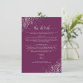 Carte D'accompagnement Argent Frills Chassis Purple Détails du Mariage (Debout devant)