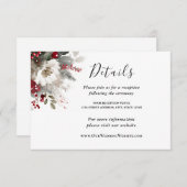 Carte D'accompagnement Argent rouge Noël hiver Mariage Floral (Devant / Derrière)