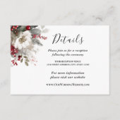 Carte D'accompagnement Argent rouge Noël hiver Mariage Floral (Devant)
