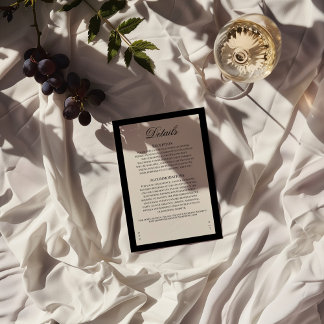 Carte D'accompagnement Aria | Black Beige Wedding Details Enclosure Card