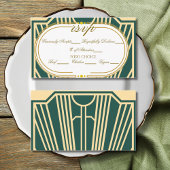 Carte D'accompagnement Art Deco Art Nouveau Striped Gold Tone RSVP