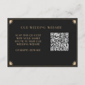 Carte D'accompagnement Art Déco Black Gold Mariage années 20 | Code QR RS (Dos)
