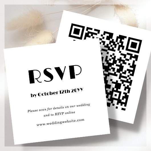 Carte D'accompagnement Art Déco blanc | Code QR | RSVP mariage