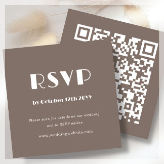 Carte D'accompagnement Art déco Brown | Code QR | Analyse Mariage vers RS