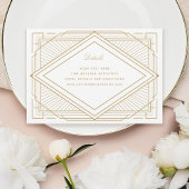 Carte D'accompagnement Art Déco Diamant Mariage blanc et or