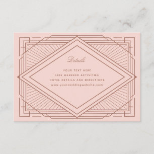 Carte D'accompagnement Art Déco Diamant Rose rose rose rose rose Mariage 