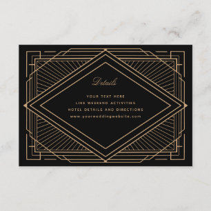 Carte D'accompagnement Art Déco Diamond Mariage noir et or
