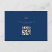 Carte D'accompagnement Art Déco Diamond Navy Blue et Gold Mariage (Dos)