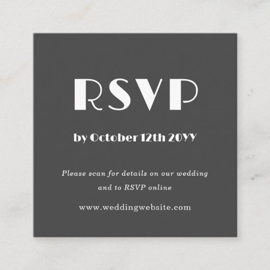 Carte D'accompagnement Art déco gris foncé | Code QR | Mariage RSVP (Devant)
