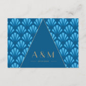 Carte D'accompagnement Art Déco Mariage Bleu Années folles RSVP (Dos)