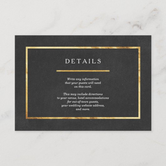 Carte D'accompagnement Art Déco moderne Gold & Black Mariage Insérer des (Devant)