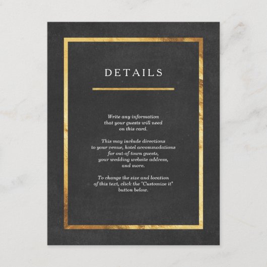 Carte D'accompagnement Art Déco moderne Gold & Black Mariage Insérer des (Devant)