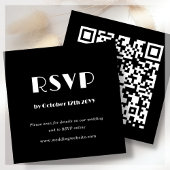 Carte D'accompagnement Art déco noir | Code QR | Mariage RSVP