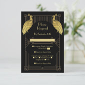 Carte D'accompagnement Art Déco Peacock Speer Easy Party Gold & Black (Debout devant)