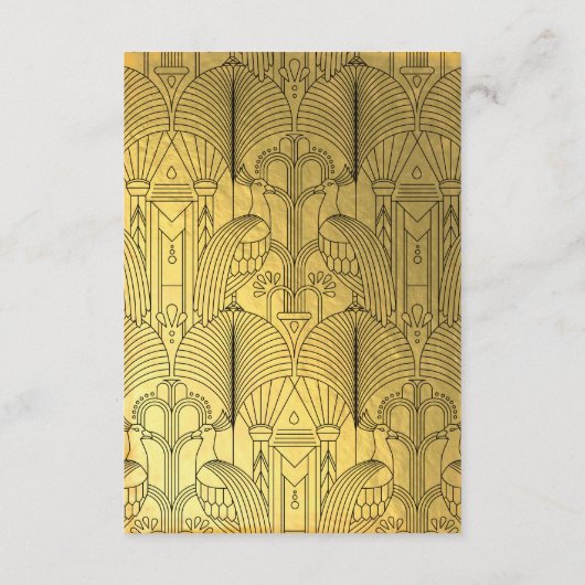 Carte D'accompagnement Art Déco Peacock Speer Easy Party Gold & Black (Dos)