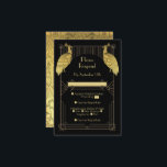 Carte D'accompagnement Art Déco Peacock Speer Easy Party Gold & Black<br><div class="desc">Belle feuille d'or de Faux et noir Art Déco Roaring 20's Speak Invitations faciles avec faux paons et polices en feuille d'or. Idéal pour un Grand Gatsby, interdiction, discours ou évènement thématique des années 1920 ! Tout le libellé peut être changé en un mariage, un dîner de répétition, etc Point...</div>
