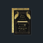 Carte D'accompagnement Art Déco Peacock Speer Easy Party Gold & Black<br><div class="desc">Belle feuille d'or de Faux et noir Art Déco Roaring 20's Speak Invitations faciles avec faux paons et polices en feuille d'or. Idéal pour un Grand Gatsby, interdiction, discours ou évènement thématique des années 1920 ! Tout le libellé peut être changé en un mariage, un dîner de répétition, etc Point...</div>