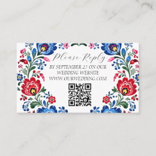 Carte D'accompagnement Art floral folklorique polonais Mariage traditionn