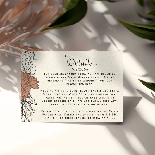 Carte D'accompagnement Art Nouveau Botanique Formel Détails du Mariage