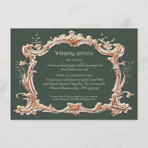 Carte D'accompagnement Art Nouveau Elegant Forest n Gold Détails Mariage