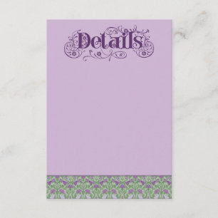 Carte D'accompagnement Art Nouveau Élégants Inséparables Violet