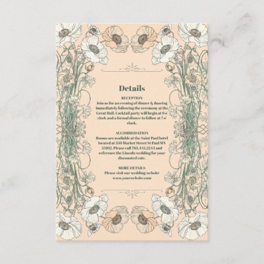 Carte D'accompagnement Art Nouveau Floral mariage (Devant)