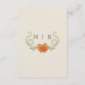 Carte D'accompagnement Art Nouveau Orange Fleurs Green Mariage Détails (Dos)