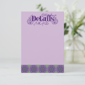 Carte D'accompagnement Art Nouveau Purple Thistle Wheel Vertical