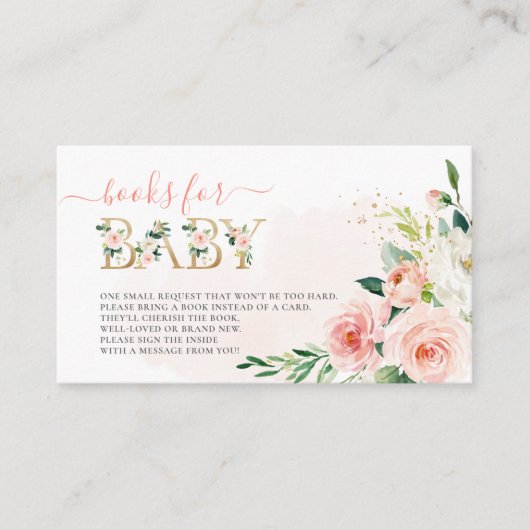 Carte D'accompagnement ArtsApp H2 Blush rose Roses Livres pour le Baby sh (Devant)