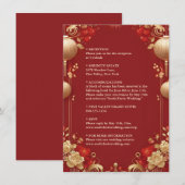 Carte D'accompagnement Asiatique Moderne Floral Chinois Mariage Bilingue (Devant / Derrière)