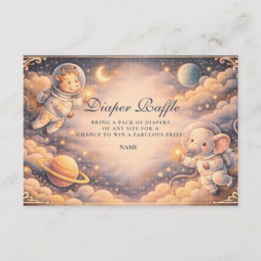 Carte D'accompagnement Astronaut Animals Space Diapper Raffle (Devant)