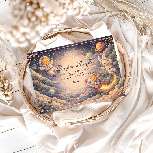 Carte D'accompagnement Astronaut Animals Space Diapper Raffle