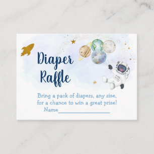 Carte D'accompagnement Astronaut Blue Gold Space Baby Diaper Raffle