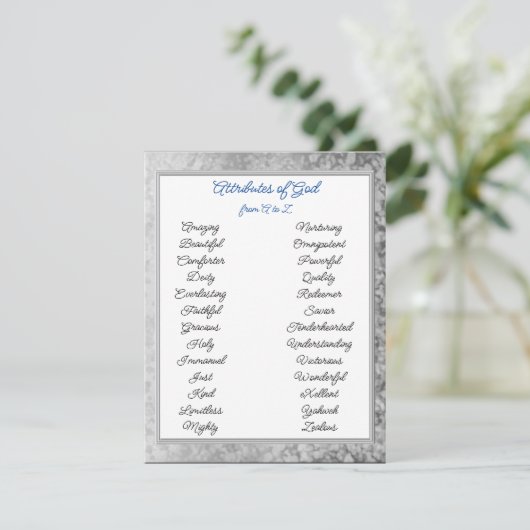 Carte D'accompagnement Attributs de Dieu de A à Z (Debout devant)