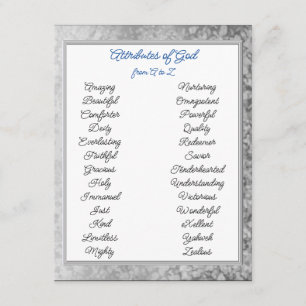 Carte D'accompagnement Attributs de Dieu de A à Z