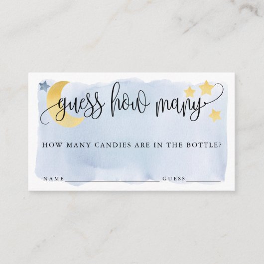 Carte D'accompagnement Au-dessus de la lune, Blue Devinez combien de cart (Devant)