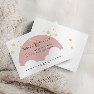 Carte D'accompagnement Au-Dessus De La Lune Fille Teddy Ours Pink Diaper