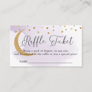 Carte D'accompagnement Au-dessus de la lune violet, Baby shower Raffle Ti