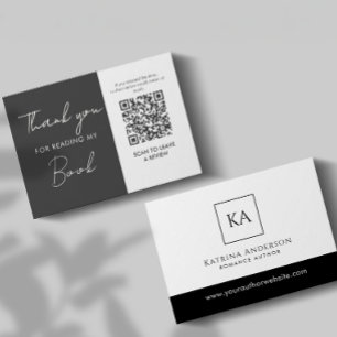 Carte D'accompagnement Auteur Code QR Demande de critique de livre Minima