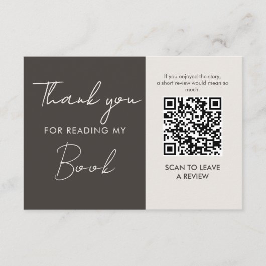 Carte D'accompagnement Author QR Code Book Review Request Minimal  (Devant)