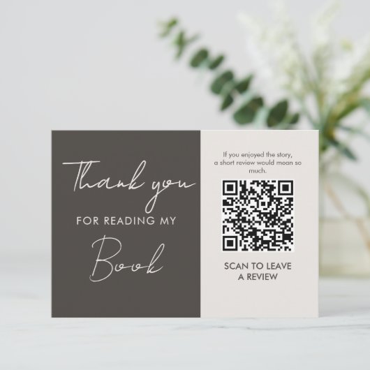 Carte D'accompagnement Author QR Code Book Review Request Minimal  (Debout devant)