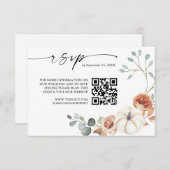 Carte D'accompagnement Automne Automne Citrouille Floral QR Code Mariage (Devant / Derrière)