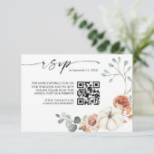 Carte D'accompagnement Automne Automne Citrouille Floral QR Code Mariage (Debout devant)