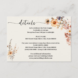 Carte D'accompagnement Automne Automne Fleur sauvage Détails Mariage Ence